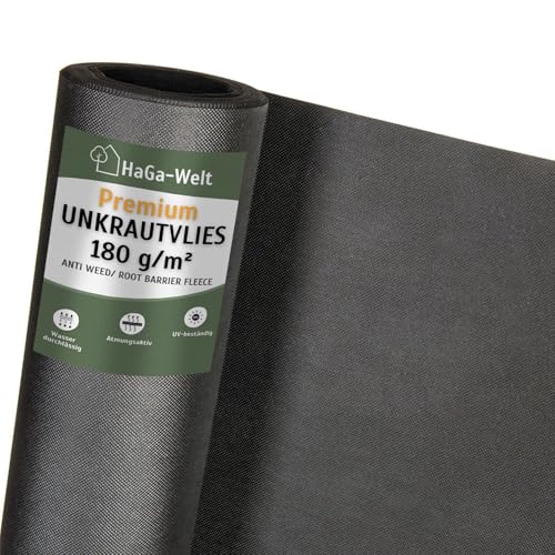 HaGa Toile anti-mauvaises herbes 180 g/m² en 1 m x 10 m – Non-tissé respirant pour une protection efficace contre les mauvaises herbes dans le jardin avec une grande résistance à la déchirure