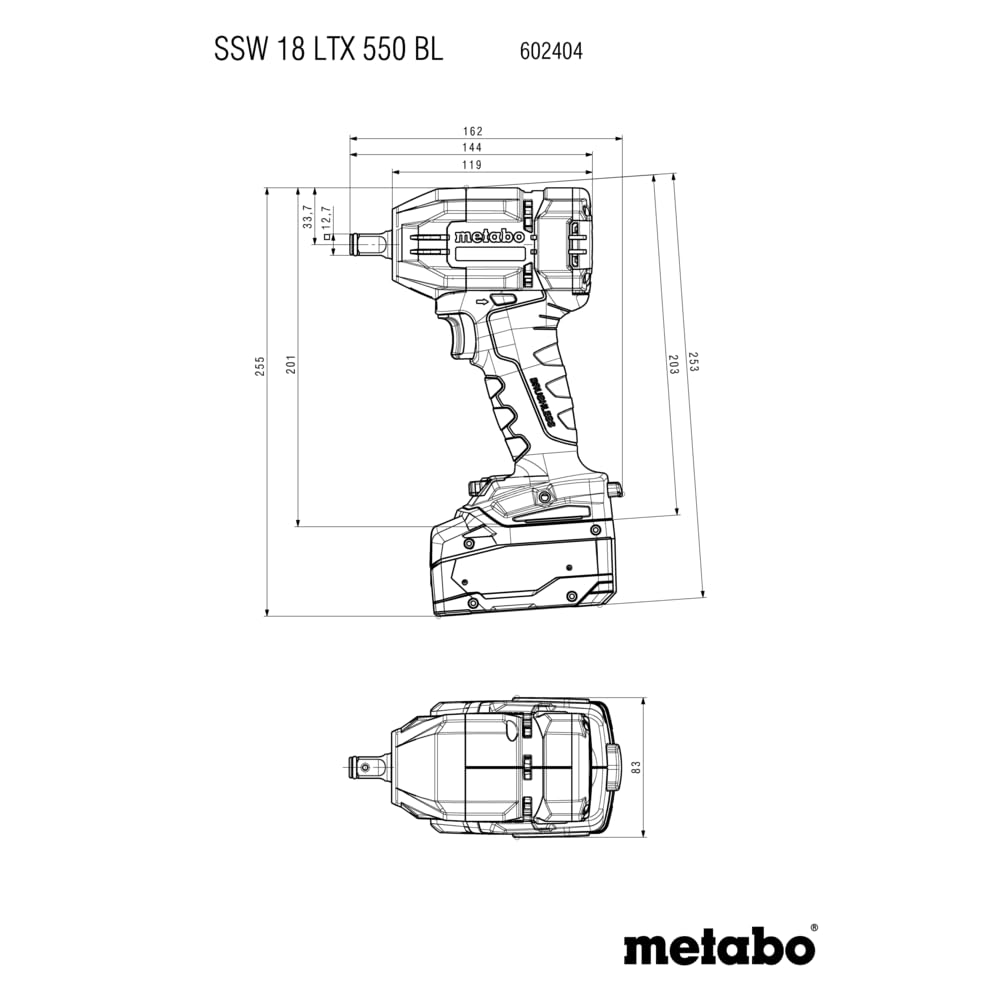 metabo SSW 18 LTX 550 BL Visseuse à Percussion sans Fil, 18 V, 550 Nm