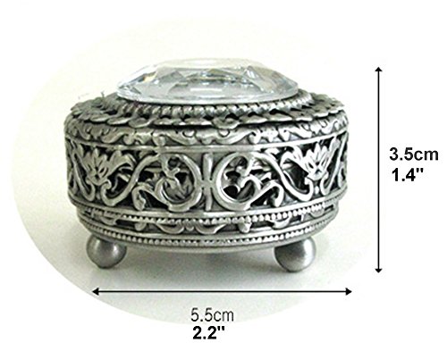 Aterina Mini Vintage Round Jewelry Decorative Trinket Box Ring Box Small Metal Case 2.2 Inch (Tin (Matt Gray)) #TOP3