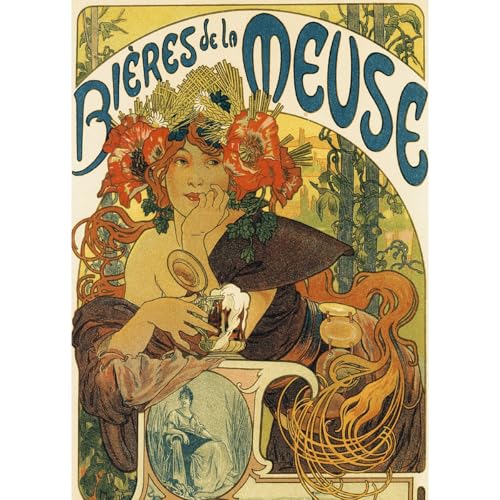 Toile Alphonse Mucha Bières de la Muse ARTICULOZY affiche grand format 30x40 déco Art Nouveau