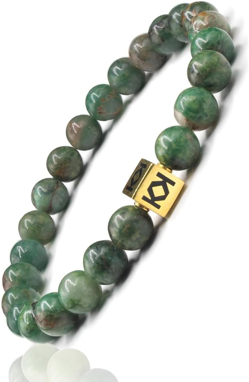 Kartini Studio African Jade Bracelet, Jade and Gold Bracelet, Men's Quality Bead Jewelry