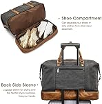 S-ZONE Weekender Sac pour les femmes hommes Toile Voyage Duffle Nuit Transport sur sac de toilette