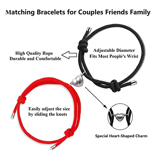 Dlihc 2pcs Couples Bracelets for Women Men, Matching Bracelets for Couples, Matching Heart Bracelets for Boyfriend Girlfriend Best Friend2