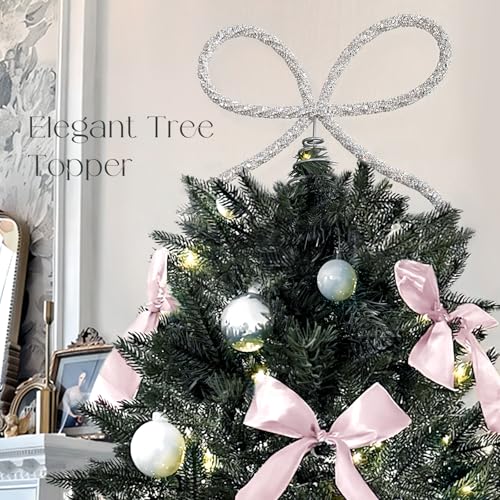 Christmas Decorations - Christmas Decor - Silver Glass Rhinestone Bow ...