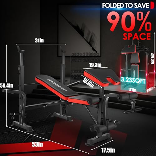 OPPSDECOR 660lbs 6 in 1 Weight Bench Set with Squat Rack Adjustable Workout Bench with Leg Developer Preacher Curl Rack Fitness Strength Training for Home Gym - Thumbnail 6