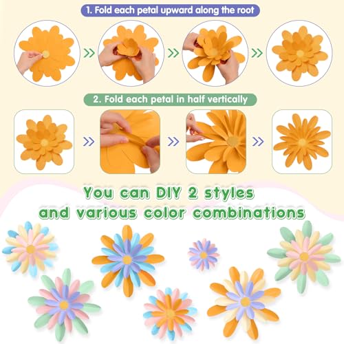 Image of MotiMind 18 Pcs Paper Flowers Bulletin Board Decorations DIY 3D Paper Floral for Wall Classroom Back to School Birthday Party Flower Backdrop Decoration Photo Backdrop(Pastel Color,6 inch 8 inch 10 inch)