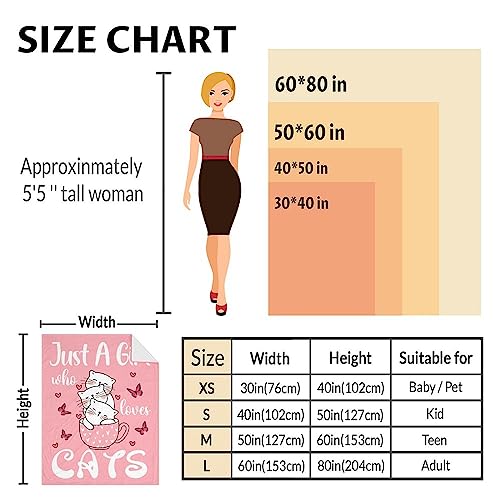 Cat Blanket Gifts - 40"x50" Cute Throw for Girls - Pink Soft Fuzzy Blankets for Bed, Couch & Living Room