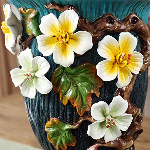 Grote Keramische Vaas Keramische Handgeperste Bloem Kantoor Woonkamer Tv Kast Veranda Studie Vloer Vaas Gedroogde Bloem Simulatie Bloem Decoratieve Vaas 41x30x26cm - Afbeelding 5