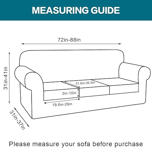 Miniatura 2 de Turquoize Fundas de sofá de 4 piezas para sofá de 3 cojines individuales, paquete de 2 fundas para silla, beige Biscotti