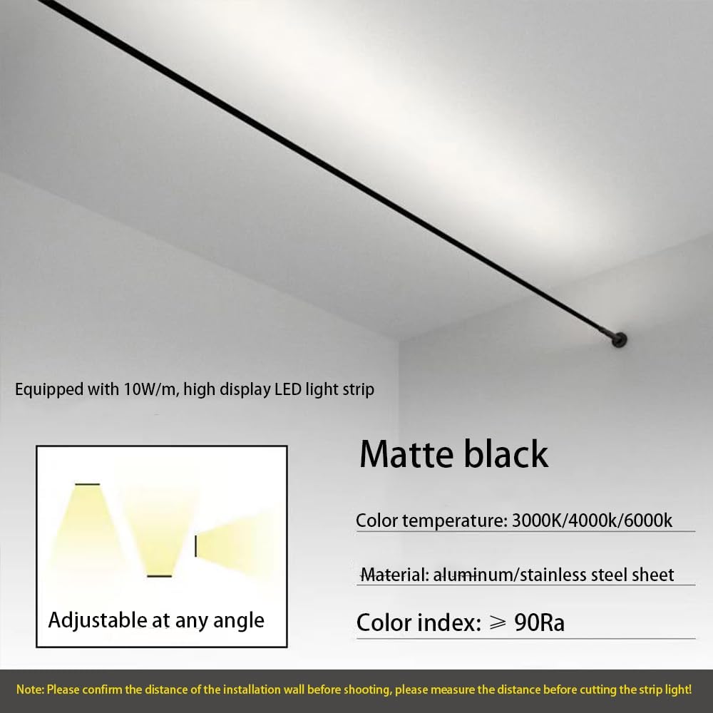Skyline Steel Strip Light Linear Wall Lamp Strip Family Decoration Steel Bar Villa Aisle Bar DIY Length LED Light Cutting Slim Sconce for Wall Ceiling Floor Lighting,3000K Black 158Inch