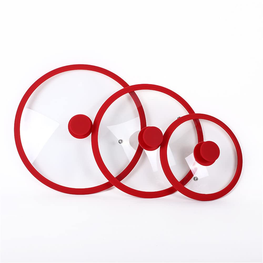 Topfdeckel,Pfannendeckel 32 cm Silikonglaspfannedeckel Bratpfanne Deckel Topf Deckel Silikondeckel Non-Kochende Deckel-Topf-Abdeckung Silikonabdeckungen Küchenutensilien ( Color : Red , Size : 26cm )