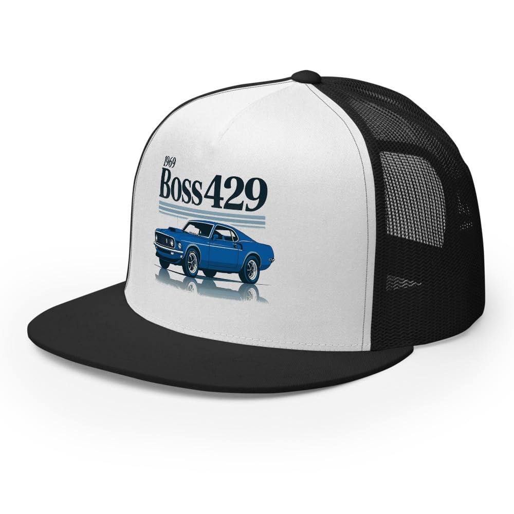 Czapka z daszkiem 1969 Boss 429 – niebieska czapka z siateczką z tyłu samochodu