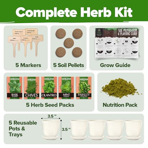 image for HOME GROWN Indoor Herb Garden Starter Kit - Christmas Gift for Gardene