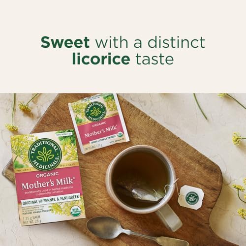 Traditional Medicinals - Organic Mother's Milk Lactation Herbal Tea (Pack of 1) - Supports Breast Milk Production For Nursing Mothers - 16 Tea Bags Total - 5