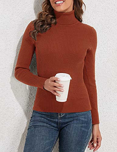 Image of PrettyGuide Women's Ribbed Turtleneck Long Sleeve Sweater Tops