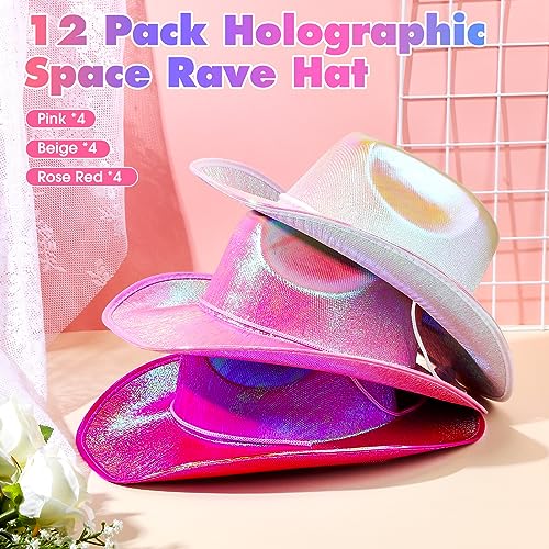 Set 12 Sombreros Cowboy Brillantes Neón para Mujer miniatura 2