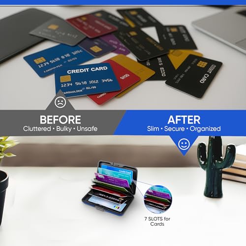 Aluminum RFID Blocking Credit Card Holder for Men & Women, Cool Slim Metal Business Card Case (Blue)4