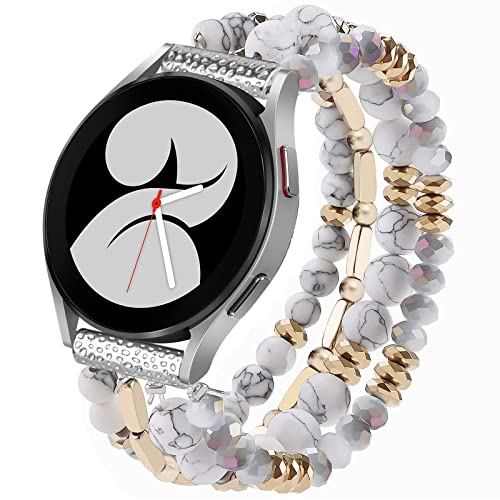 Visoom Beaded Boho Bracelet Compatible For Samsung Galaxy Watch 5/4 40Mm 44Mm Bands/Active 2 40Mm 44Mm/Watch 4 Classic 42Mm 46Mm Band Women, 20Mm Handmade Fashion Cute Elastic Crystal Beads Bracelet Replacement For Galaxy Watch 5 Pro 45Mm #TOP12
