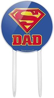 Acrylic Superman Super Dad Shield Logo Cake Topper Party Decoration for Wedding Anniversary Birthday Graduation