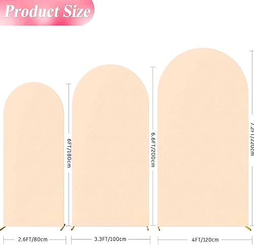 Miniatura 5 de Cubierta para Arco de Boda (7.2 pies, 6.6 pies, 6 pies) Juego de 3 Cubiertas de Telón de Fondo de Arco de Spándex para Fiesta de Cumpleaños, Baby
