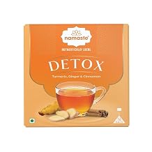 Namaste Chai Detox Herbal Green Tea With Turmeric, Ginger and Cinnamon Caffeine Free | 16 Sachets Dip Bag