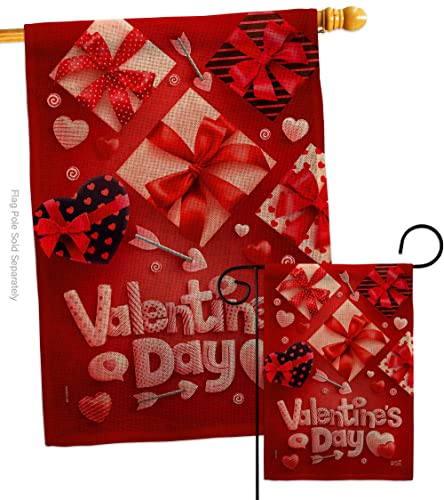 Angeleno Heritage Garden House Flag Set Springtime Valentine Happy Heart Couple Romantic February Holiday Love Decoration Banner Small Yard Gift Double-Sided, Made in USA