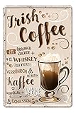 helges-shop Irish Coffee Blechschild - Retro Deko Kaffee Espresso Schild - Metallschild zur Dekoration von Küche Kaffeeladen American Cafe Diner Bistro - Anleitung Rezept Zubereitung - 20x30cm