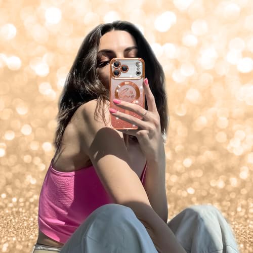 Image of ZIYE Magnetic Case Designed for iPhone 18 Pro Max Glitter Case -Orange