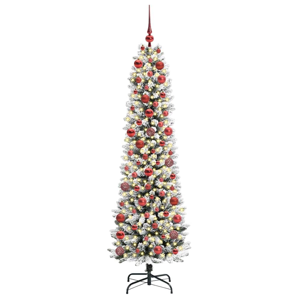 Sztuczna choinka biała, 180 cm, z 300 diodami LED i stojakiem, PCW i metal, realistyczne końcówki, łańcuch świetlny LED USB, 8 trybów świecenia, do salonu, korytarza, na balkon i taras