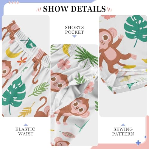 Aloha Monkey Palm Tree Boys Long Pants Soft Trousers Elastic Waist Kids Lounge Bottoms with Pockets S-XL4