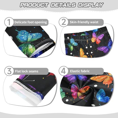 Girls Leggings Colorful Butterfly Black Kids Length Leggings Pants Toddler Athletic Soft Tights Trousers 4T3