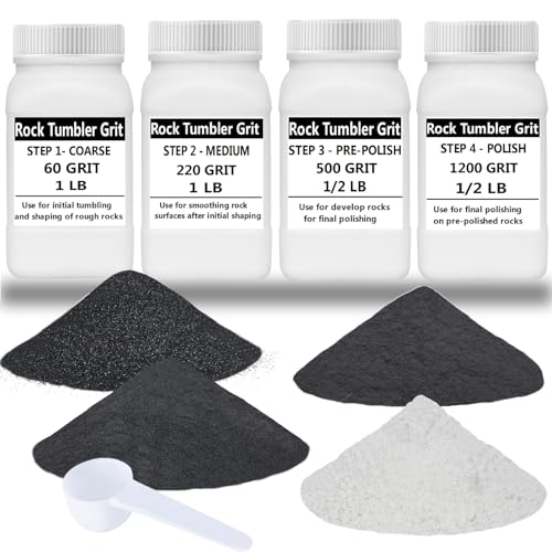 Tonmp 3 LBS Rock Tumbler Grit and Polish Refill Kit - Tumbling Grit Media - 4 Step Tumbling Grit Media Works with Any Rock Tumbler, Rock Polisher, Stone Polisher - 3 Pounds