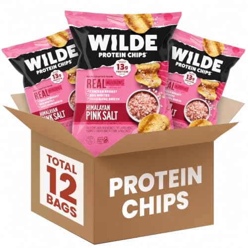 WILDE Himalayan Pink Salt Protein Chips, 12g Protein, 1.34 oz, Pack of 12