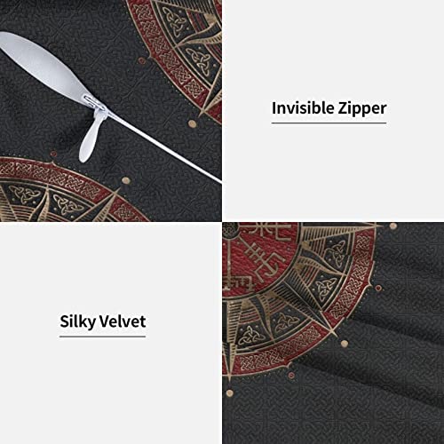 Pack Of 2 Throw Pillow Covers Vegvisir Viking Compass Black Celtic Throw Pillow Case Soft Velvet Decorative Home Decor Living Room Cushion Case For Bed Couch Car 18X18 Inch #TOP2