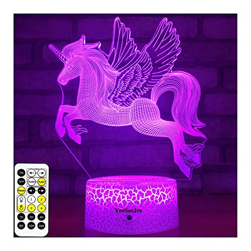 YeeSeeJee Unicorn Toys Unicorn Lamp with 7 Colors Adjustable Timer Remote & Smart Touch Unicorn Toy Birthday Gifts Unicorn Toys for Girls Age 5 6 7 8 9 Year Old Girl Gifts(Unicorn 7CW)