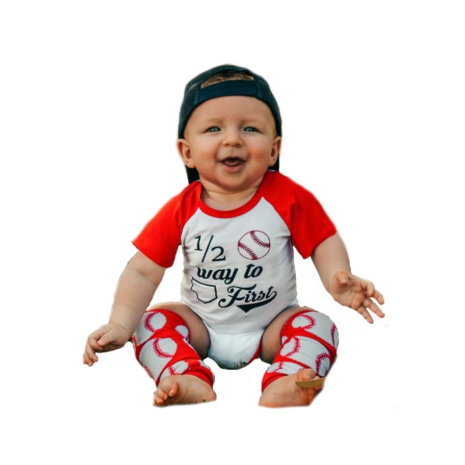 Half Birthday Boy Girl Half Way to First® 6 Month Baseball 1/2 Halfway Outfit Set_1