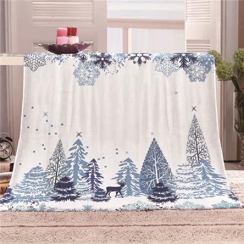 WWQAYZ Weiche Flauschige Fleecedecke Schnee & Kiefernwald Warm Wohndecke Sherpa Decke als Sofaüberwurf Sofadecke Couchdecke Doppelseitig Tagesdecke für Bett&Sofa 180 x 220 cm Cover