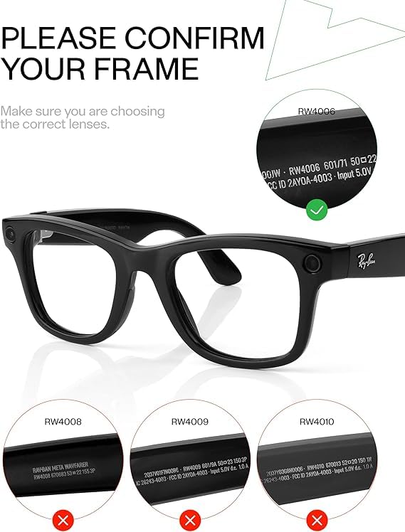 Image of Mryok Replacement Lenses Compatible with Ray-Ban Meta Wayfarer RW4006 50mm / Gen 2 RW4012 50mm Smart Glasses, HD Polarized