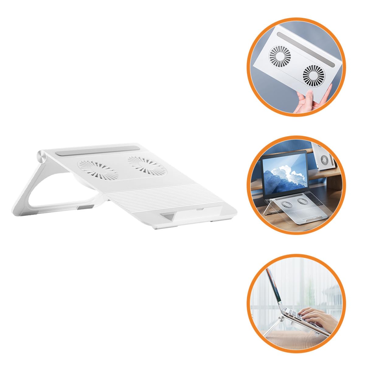 SOIMISS Soporte para Portátil Ventiladores Dobles Ajustables, Rack de Enfriamiento Plegable y Altura Regulable 90-130 Cm para Viajes y Uso Ergonómico