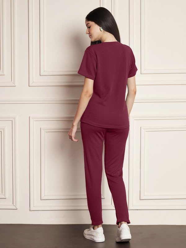 Image of DTR FASHION Polyester Blend Solid Lining Tracksuit | Night Wear Suit For Women