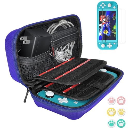 Daydayup Switch Carrying Case Compatible with Nintendo Switch Lite 20 Game Cartridges Hard Shell Travel Carrying Switch Lite Console & Accessories, Cyan