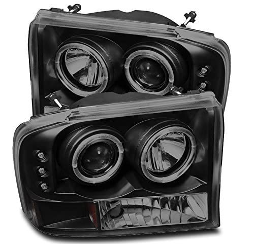 Zmautoparts Dual Halo Led Projector Headlights Black/Smoke For 1999-2004 Ford F-250 F-350 F-450 F-550 Super Duty #TOP9