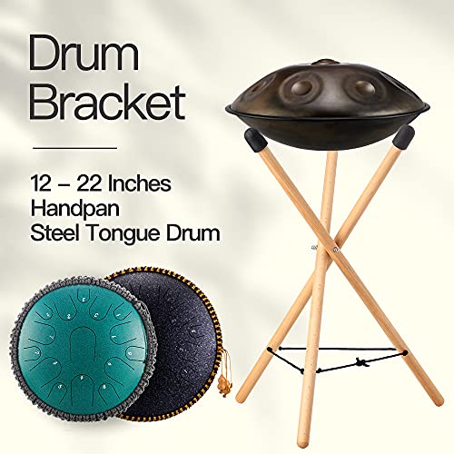 Beatrise Steel Tongue Drum Bracket, Steel Drum Handpan Stand, Solid Beech Wood Tripod Structure Tank Drum Holder, Ideal For 12 To 22 Inch Percussion Instrument (Medium) #TOP1