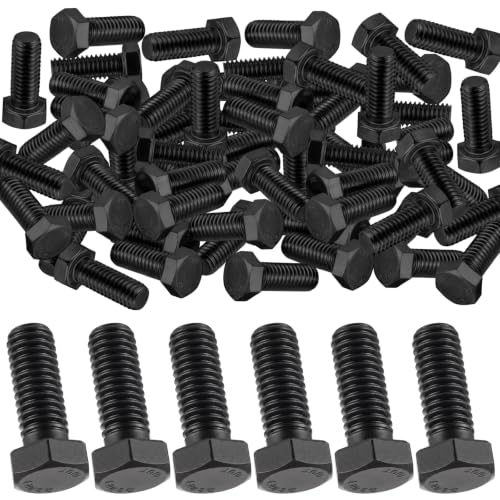 Image of Zonon 50 Pcs 3 /8-16 x 1 Hex Head Screw Bolt 18-8 (304) Stainless Steel Hexagon Bolts, Fully Threaded, Plain Finish, External Hex Drive (Black)