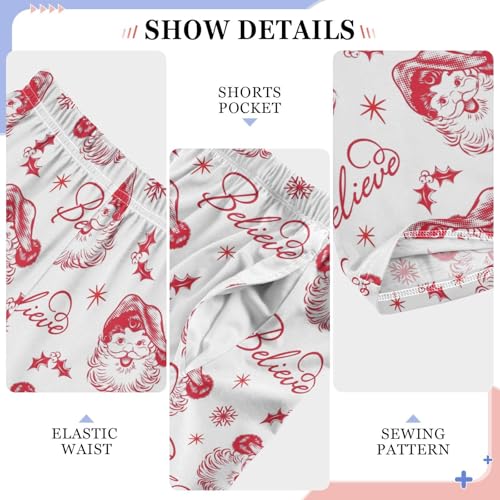 CaTaKu Boys Christmas Santa Clause Holly Pants for Boys Girls Wide Leg Sweatpants Kids Long Bottoms with Pockets Size 6-14Y4