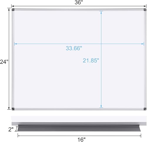 Miniatura 2 de Comix Pizarra magnética de borrado en seco, pizarra blanca montada en la pared, marco de aluminio con bandeja para bolígrafos para oficina, escuela