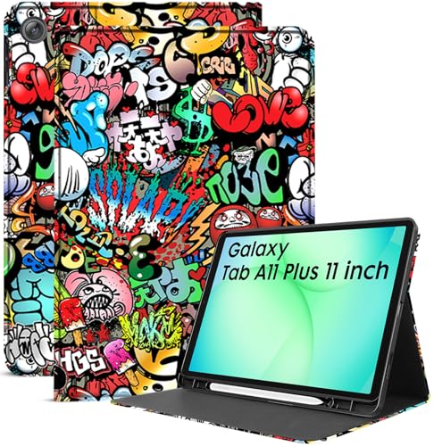 Image of Robustrion Cover for Samsung Galaxy Tab A11 Plus Cover Case 11 inch, Folio Cover Case for Samsung Galaxy Tab A11 Plus Cover /Tab A11+ Tablet Cover with Pencil Holder - Hippy
