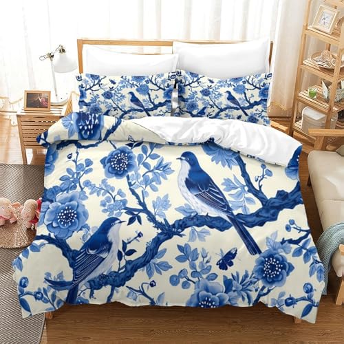 Parure de lit oiseau bleu 3D en microfibre premium douce 135x200cm