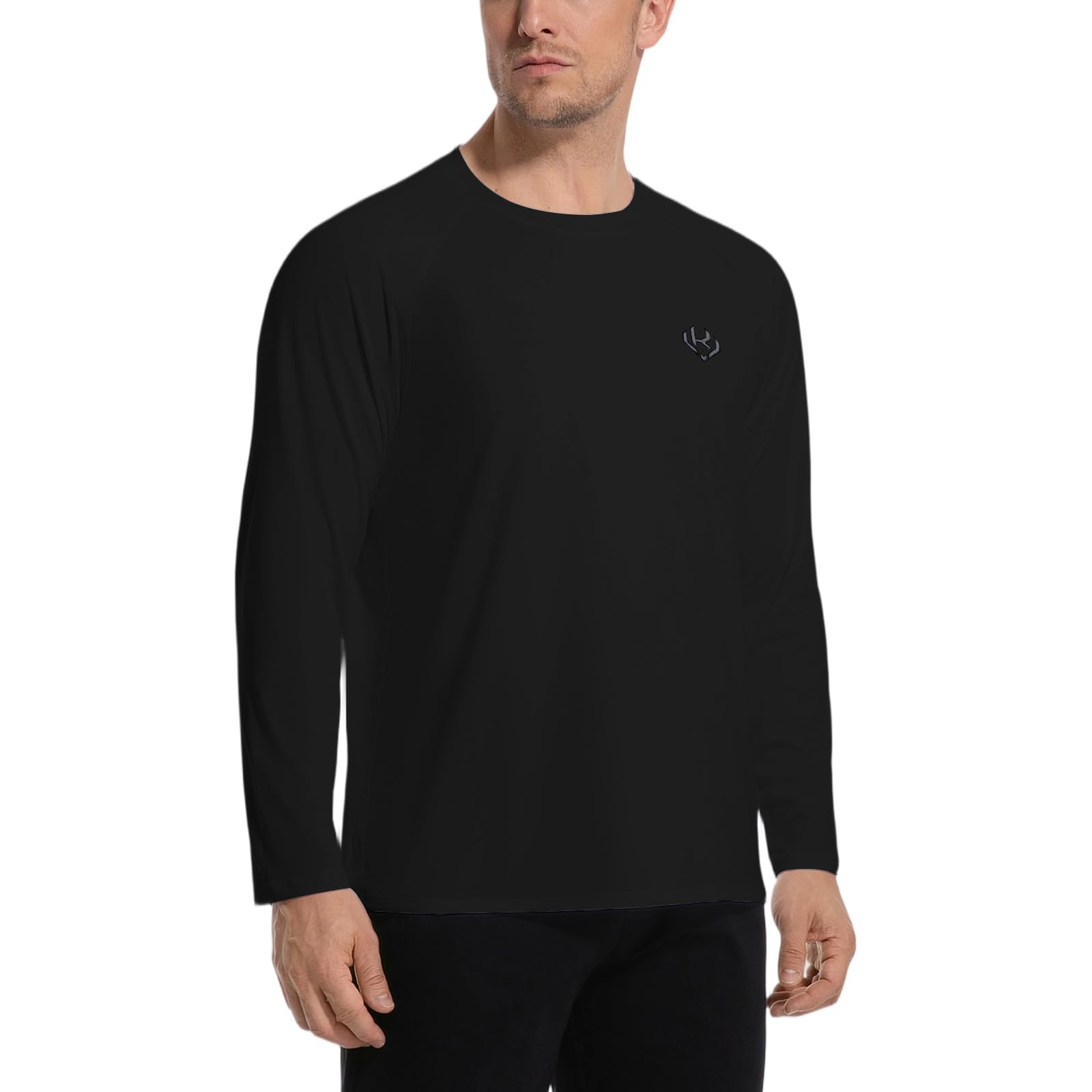 Camisetas Deporte Hombre Secado Rápido Respirable Camisetas Manga Larga Camiseta Funcional Ligera de Shirt UV Protección Top Cuello Redondo Holgado Shirts Aplicable Correr Fitness Entrenamiento