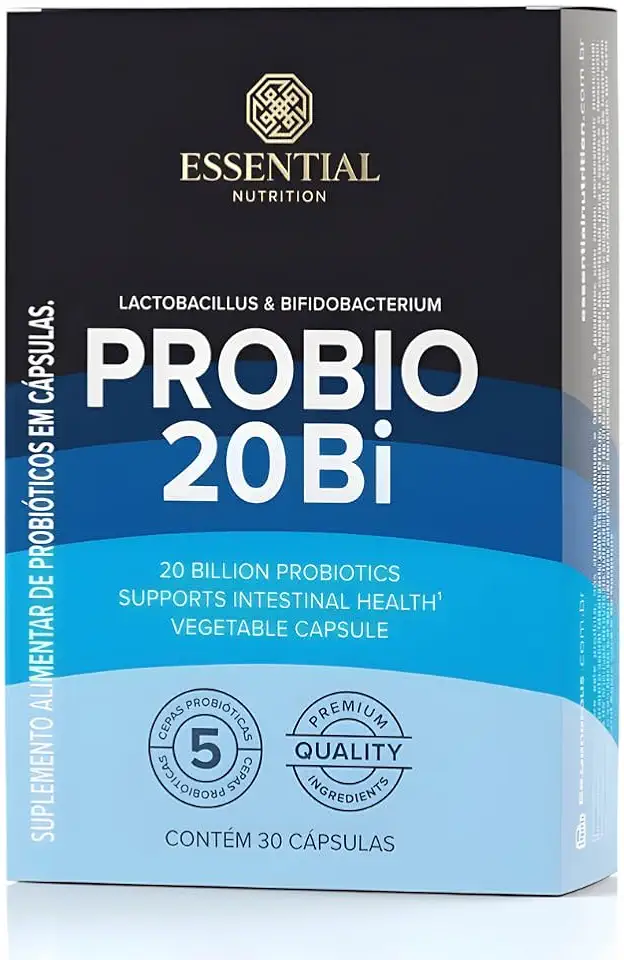 Probio 20Bi Essential Nutrition – Blend de Probióticos 20 Bilhões (30 Cápsulas) Saúde Intestinal e Imunidade